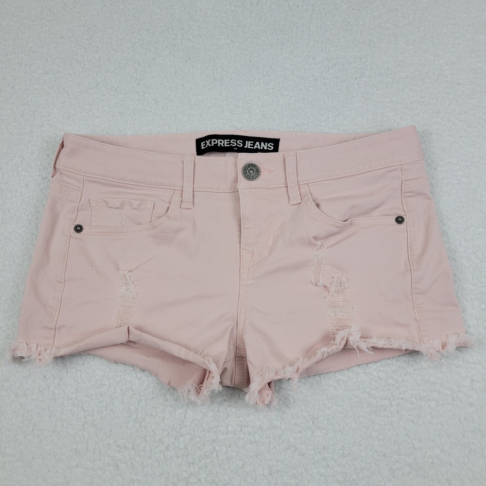Express Jeans Stretch Cutoff Shorts Womens 2 Pink Cotton‎ Blend Summer Casual